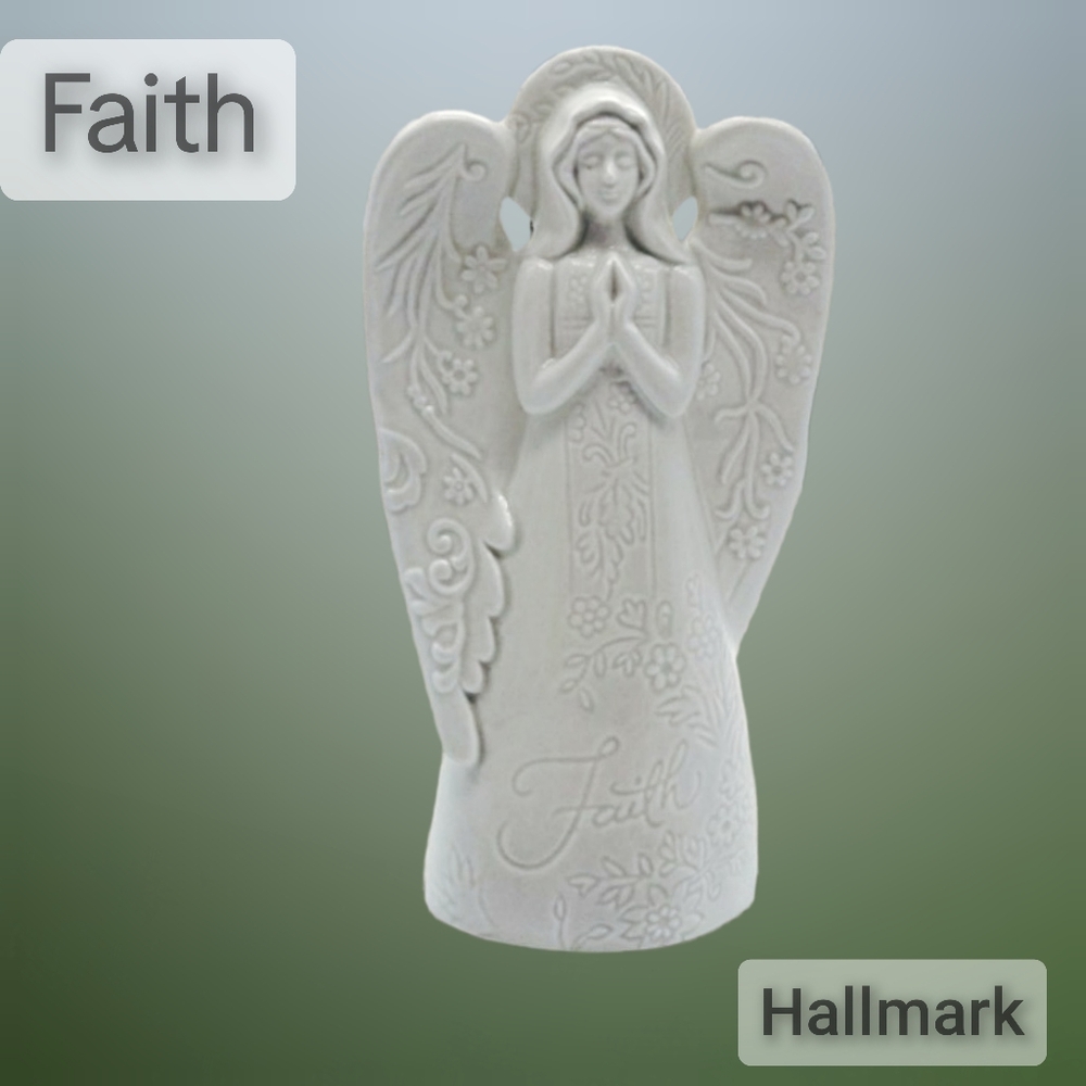 Hallmark “Faith” Angel Figurine | White Porcelain-Style Decor | 8”